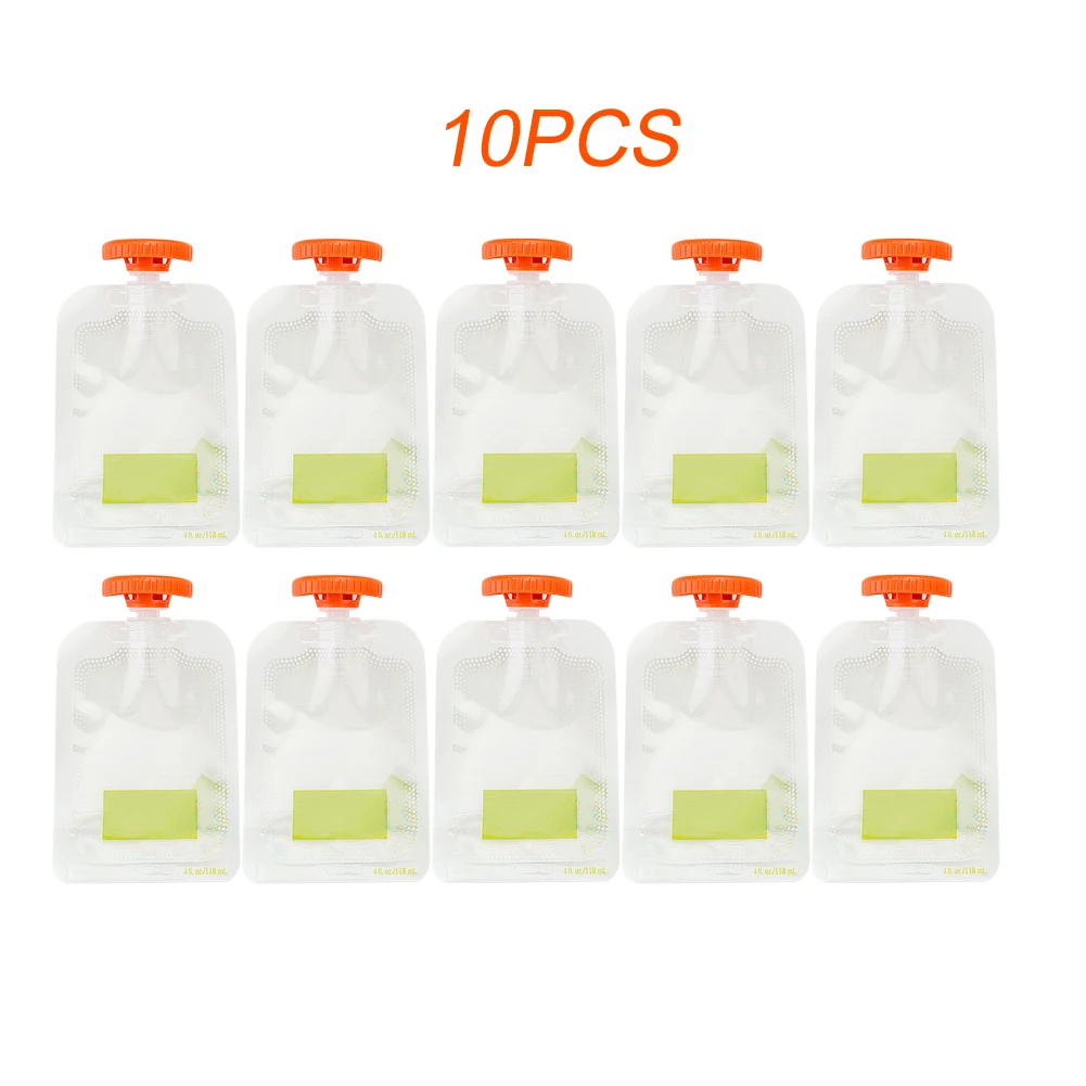 

10pcs/set Refillable Travel Portable Reusable Baby Food Pouches Storage Dispenser With Lid Vegetable Home Kitchen Fruit Feeding