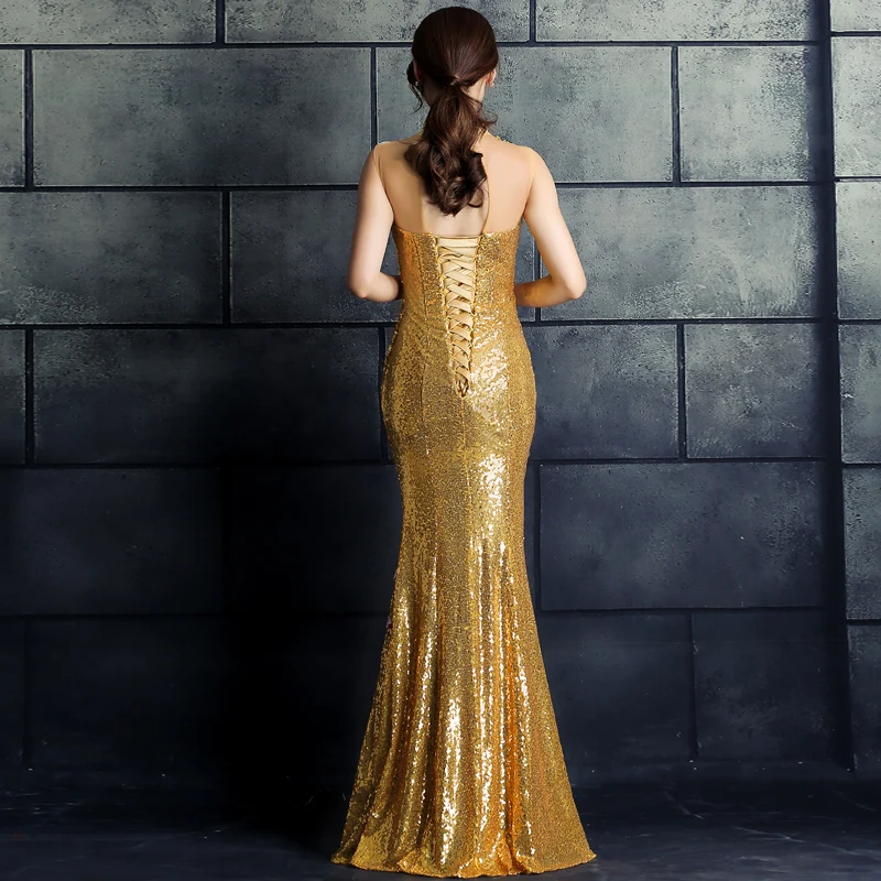 Темно-красный Для женщин Русалка Cheongsam Длинные вечерние платья с воротником