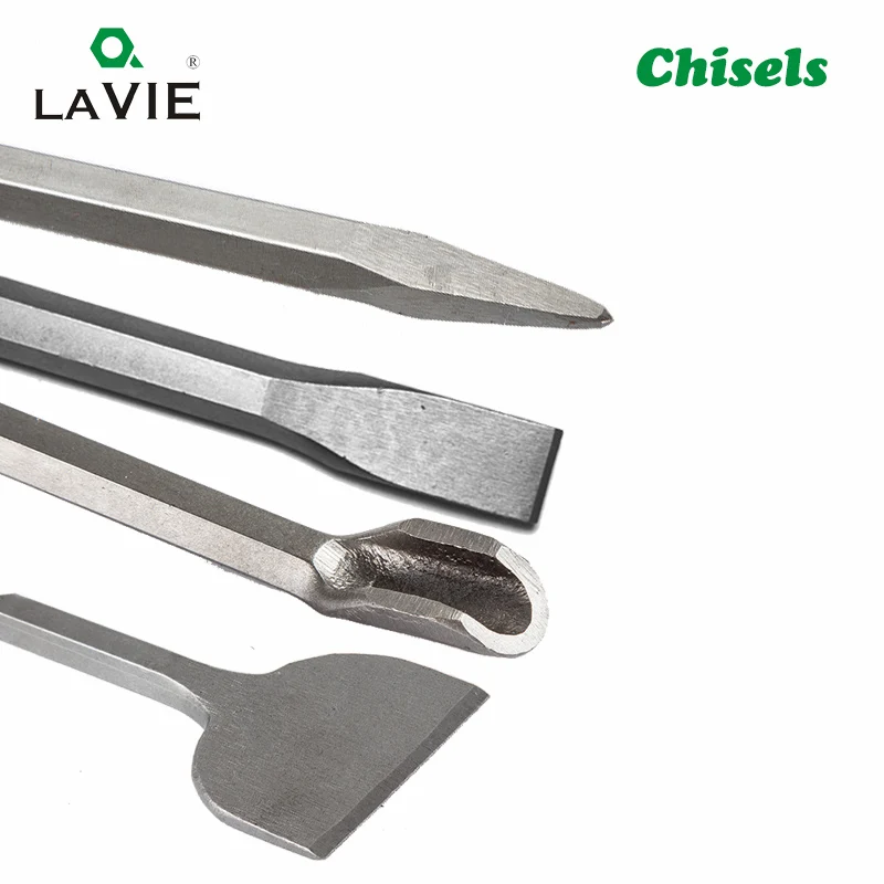 

4pcs 250mm SDS PLUS Chisels Set Point Groove Gouge Flat Chisel Electric Hammer Drill Bit Break Concrete Brick Wall Drilling