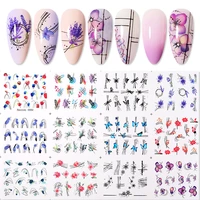 12 designs flowers butterfly nail water decals stripe line leaves transfer sliders stickers diy nail art decoration tips wrap