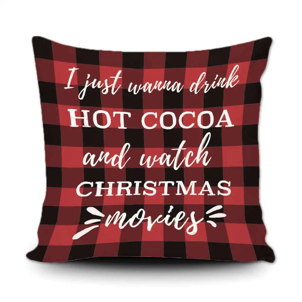 Популярная зимняя наволочка цвета какао и Рождества в красную черную клетку