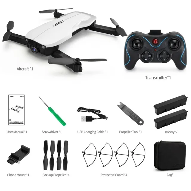 White 2 batteries JJRC H71 Радиоуправляемый Дрон FPV 1080P Wi-Fi для взрослых, видео Квадрокоптер, Дроны с камерой для начинающих, Складные Игрушки для управления с приложением RTF - Цвет: White 2 batteries