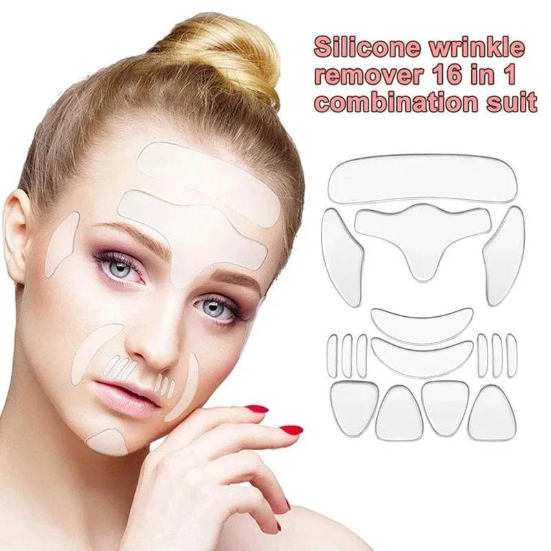 

16 In 1 Anti Wrinkle Patches Rimpel Pads Reusable Silicone Wrinkle Removal Face Forehead Neck Eye Sticker Skin Care Patch