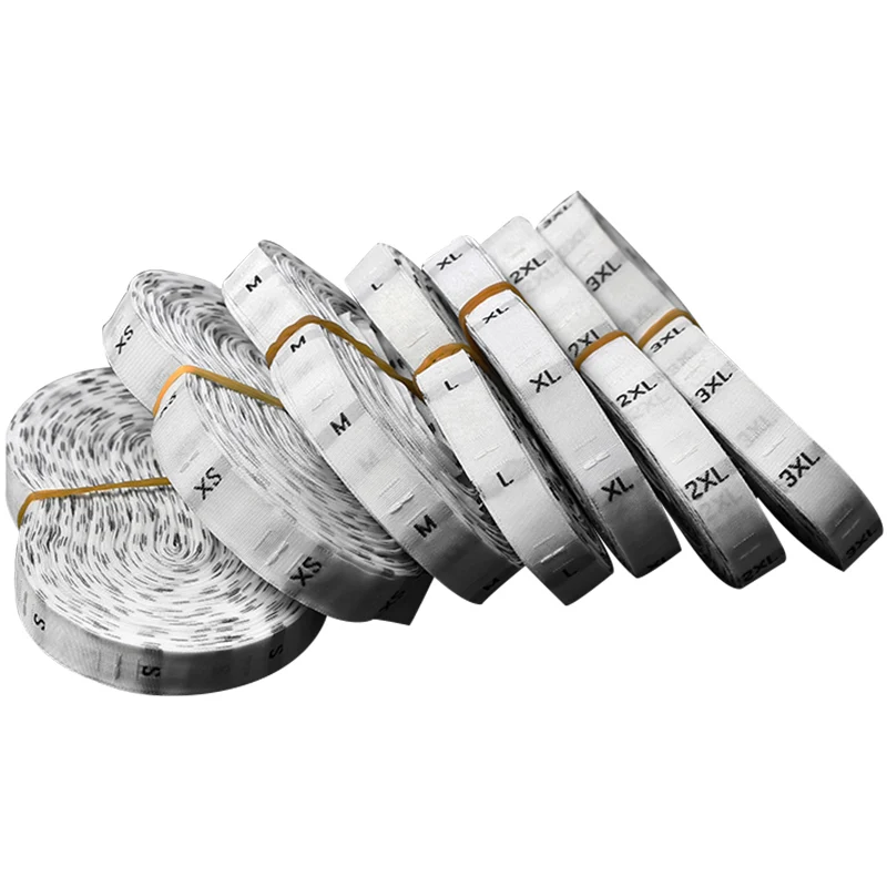 Оптовая продажа скрученные белые ярлыки с номером размера для одежды шитья