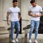 Новые модные мужские рваные джинсы обтягивающие джинсовые штаны рваные потертые брюки размера плюс S-3XL
