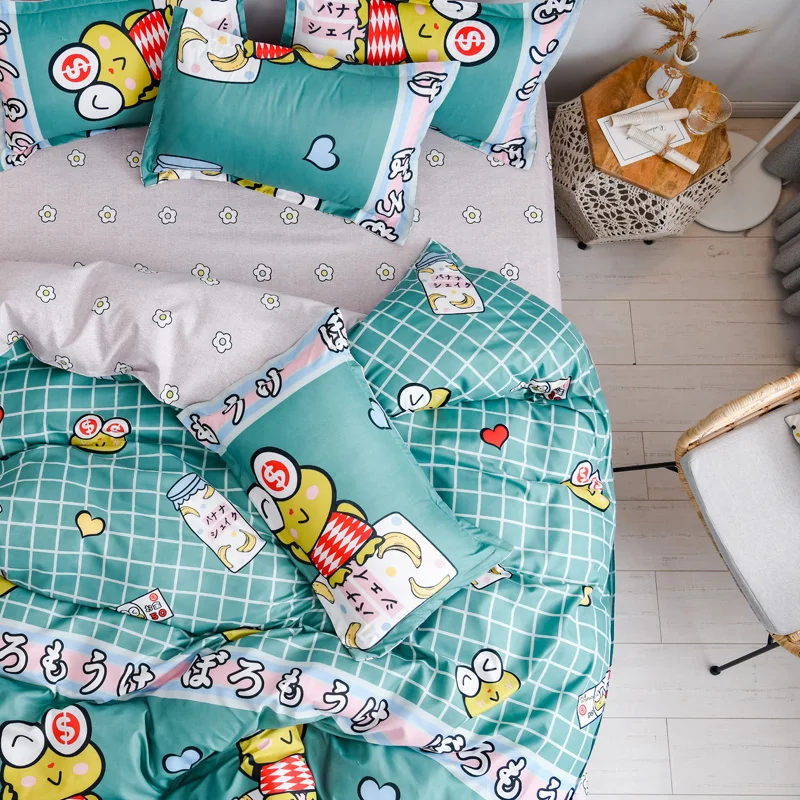 

kawaii frog bed linen for children adult Duvet cover sheet pillowcase bedding set twin queen king size