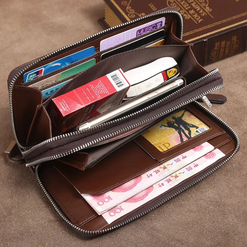 

Kangaroo Kingdom Famous Brand Men Clutch Bags Handbag Genuine Leather Bag Double Zipper Large Capacity Day Clutches