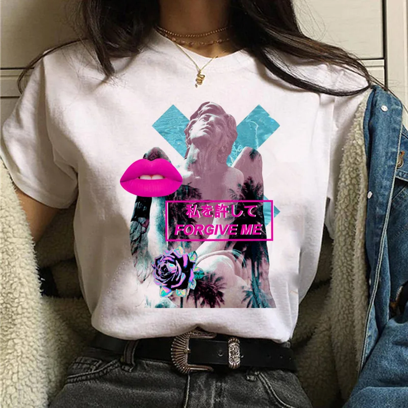 

casual Korean style graphic hip-hop T-shirt women Beautiful T-shirt Vapor Michelangelo ladies fashion new Harajuku T-shirt
