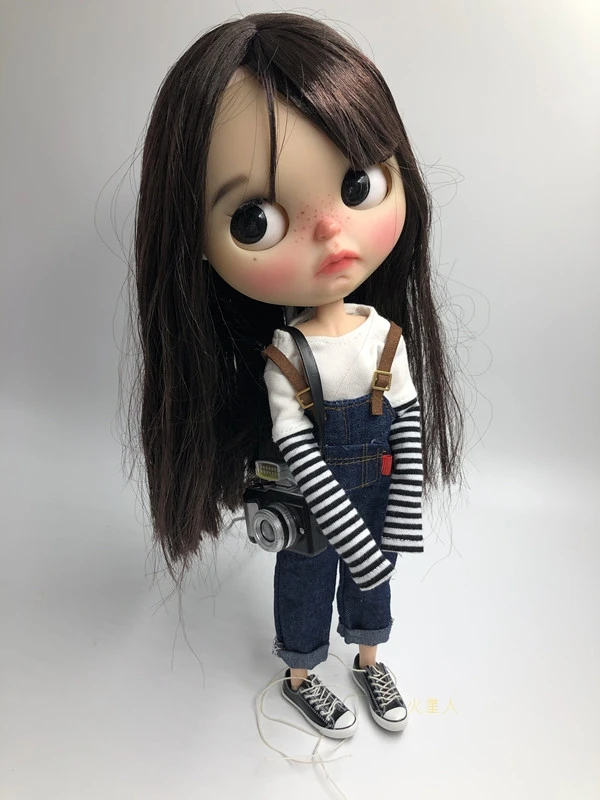 2 шт./компл. модный Джинсовый комплект Blyth Dolls футболка в полоску + джинсовый