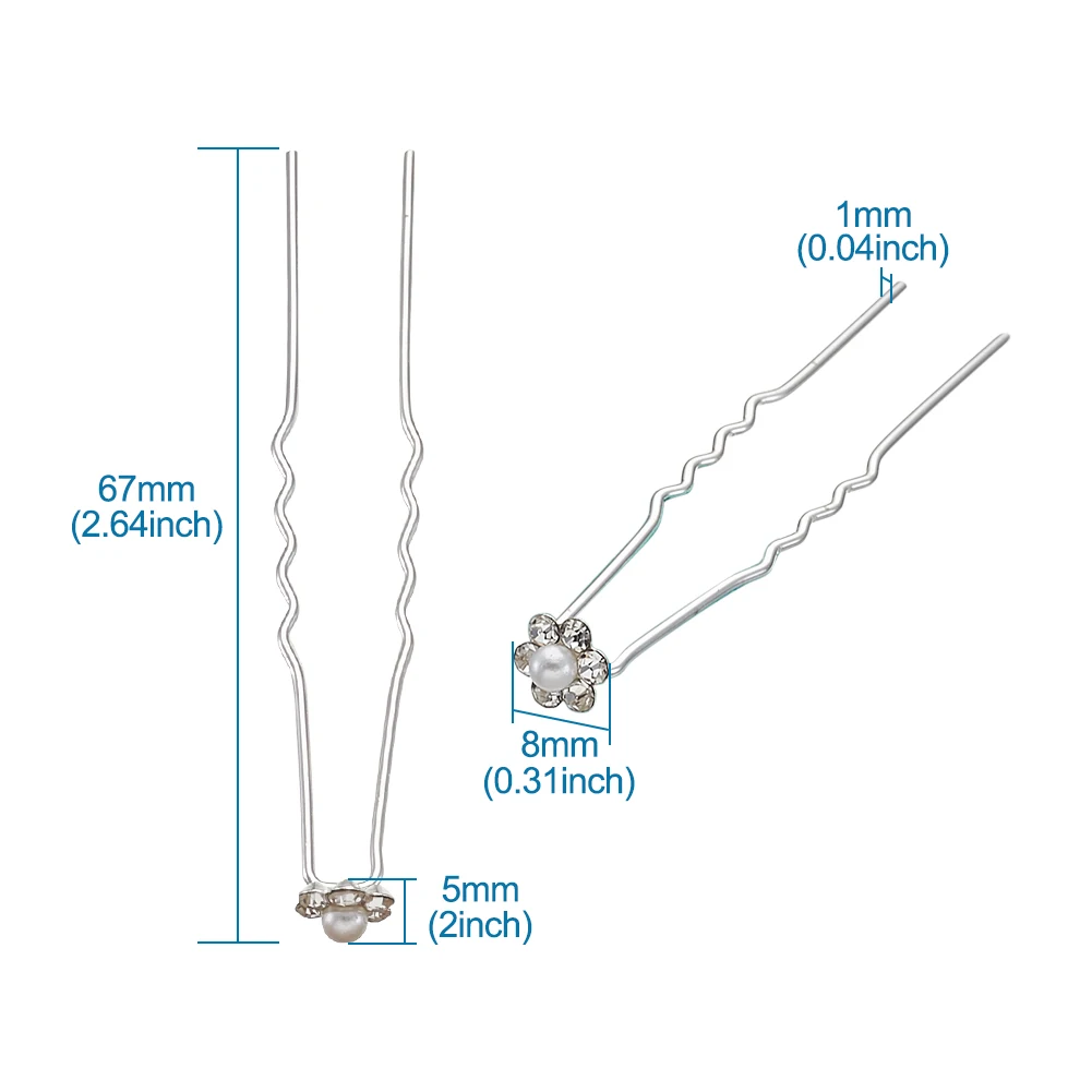 

50Pcs Rhinestone Hair Clip Women U-shaped Pin Metal Barrette Stick Hairpins For Wedding Bridal Tiara Hairstyle Hair Accessories