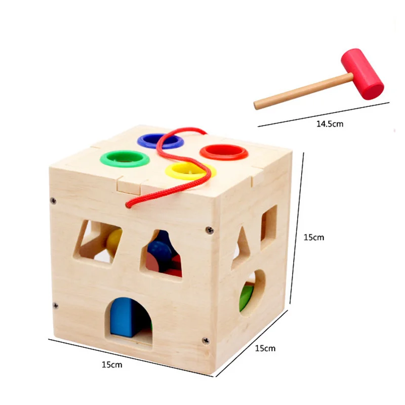 17 отверстий деревянный Развивающий кубик кирпичи геометрическая форма