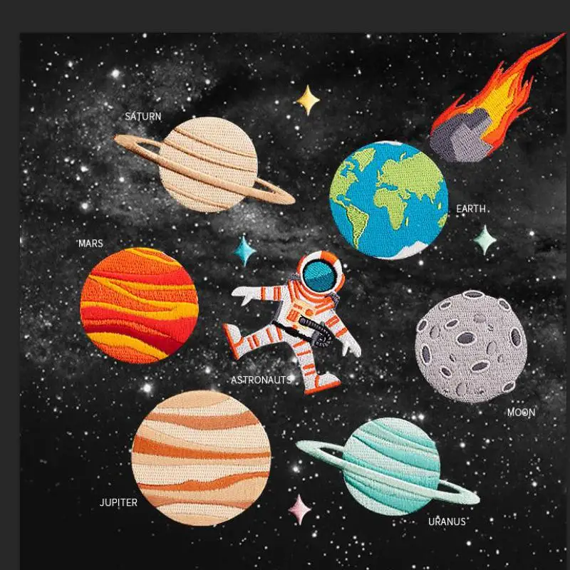 1 шт. нашивка Земля/планеты/астронавты для одежды вышитая утюгом сделай сам