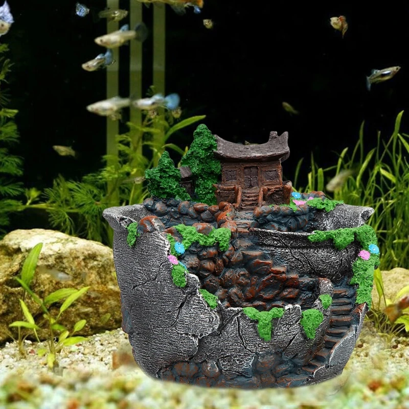 

Mini House Figurines Resin Flower Pot For Herb Cacti Succulent Plants Planter Home Garden Micro- Landscape Decor Crafts