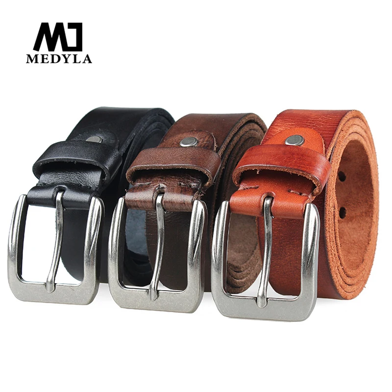 Genuine Leather Vintage Belt for Men Alloy Pin Bcukle Classic Cowskin Strap Fashion Casual Buisness Men Belt Dropshipper