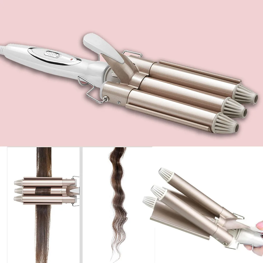 Профессиональные щипцы для завивки волос плойка с тремя бочками керамические