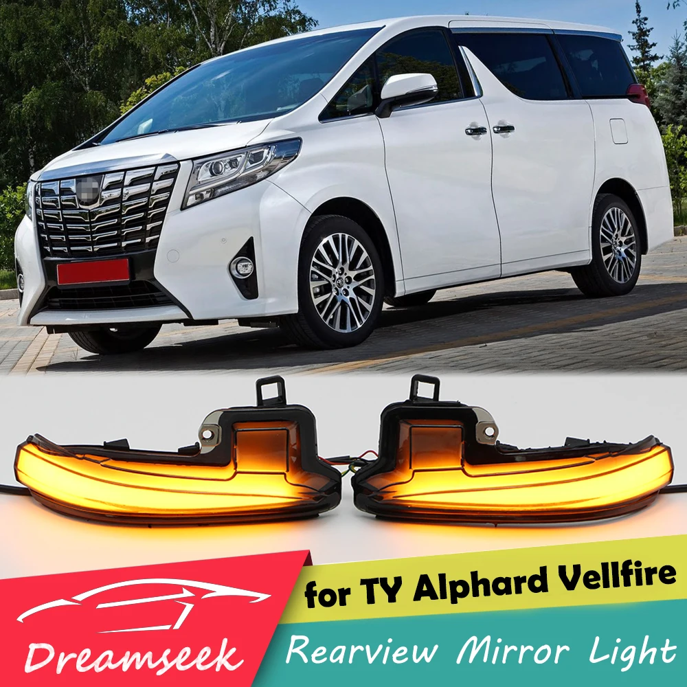 LED Rearview Side Mirror Dynamic Sequential Turn Signal Light for Toyota Alphard Vellfire AH30 2015+ / RAV4 2019+ OE Style Smoke