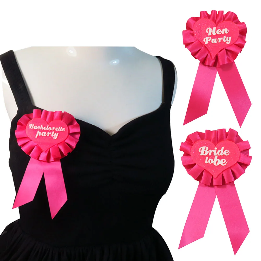 6 шт. розовый значок с ленточкой блестящее сердце пуговица для подруги невесты