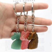 fashion keychain natural stone green aventurine rose quartz opal agate key finder for bags cars clothing pendant jewelry gift