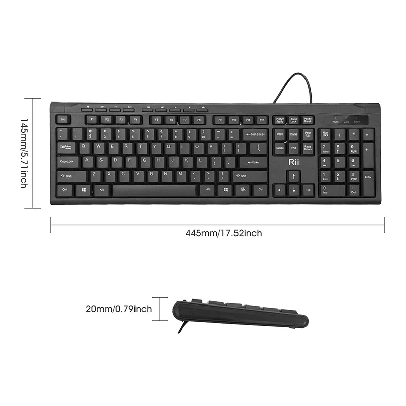 

Rii 2PCS Ultra-Slim Compact USB Wired Keyboard for Mac and PC,Windows 10/8 / 7 / Vista/XP for Business Office