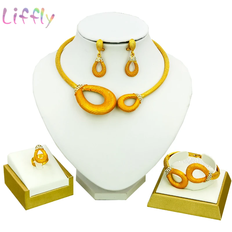 Наборы свадебных ювелирных изделий для невесты круглые ожерелье серьги кольцо