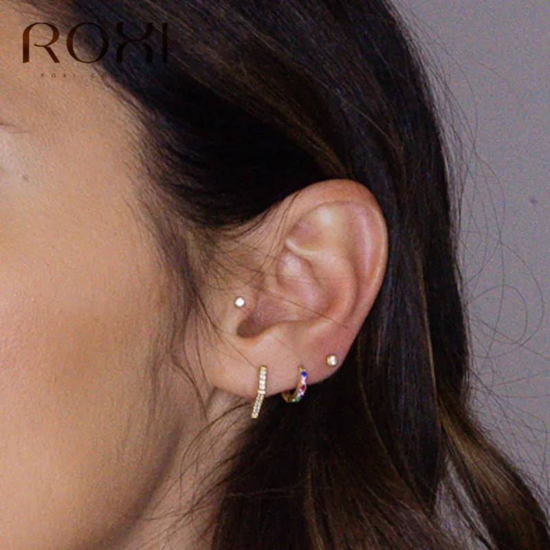 ROXI Роскошные милые модные прозрачные серьги гвоздики с фианитами для женщин и