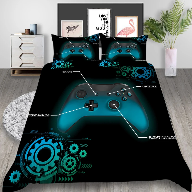 3D Bedding Set Luxury Gamer Comforter Cover Set Gaming Themed Bedclothes Modern Home Bed Set Pillowcase