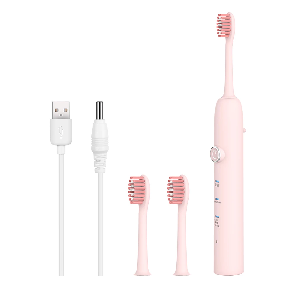 Pink USB Direct Лучшая ультра звуковая электрическая зубная щетка электронная зубная щетка сменные головки перезаряжаемый звуковой зубной щетки гигиена полости рта - Цвет: Pink USB Direct