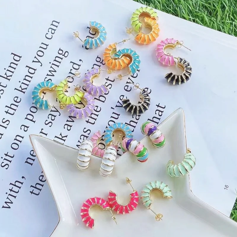 10pair/lot Fashion lovely earring colorful cute shape enamel stud new design women's love cheap wholesale |