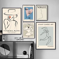 picasso vogue posters and prints abstract girl line kiss eyes wall art canvas painting dance body pictures for living room decor