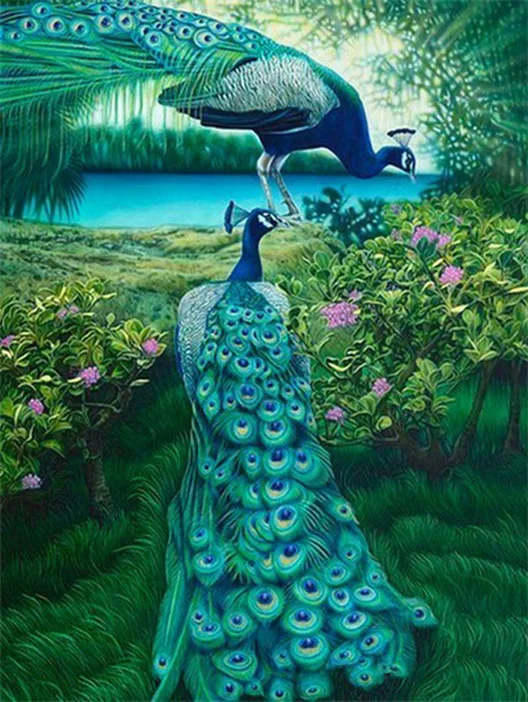 

JMINE Div 5D Peacock Full Diamond Painting cross stitch kits art High Quality Animal 3D paint by diamonds