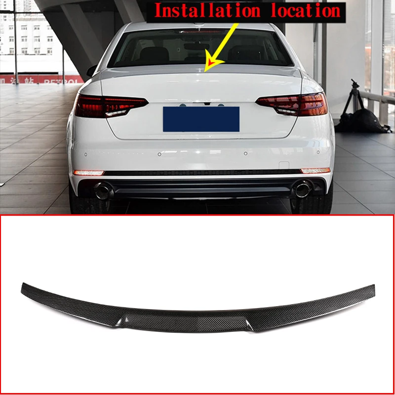 

Real Carbon Fiber Car Rear Spoiler Wing Trim For Audi A4 B9 2016-2019 Car Accessories