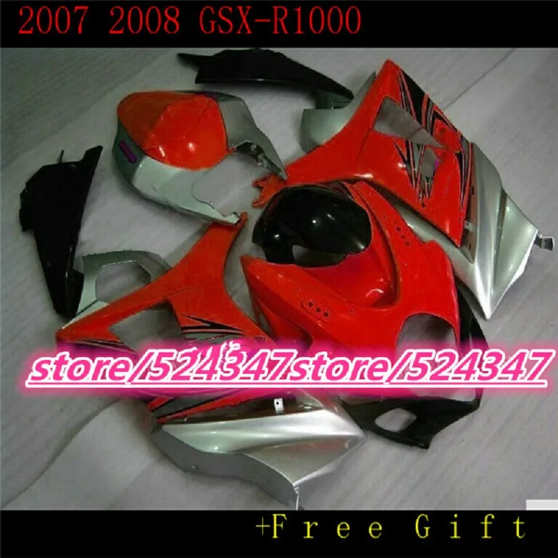 

red black silver full Fairing for SUZUKI GSXR1000 2007 2008 GSX-R1000 07 08 GSXR1000 K7 07 08 2007 2008
