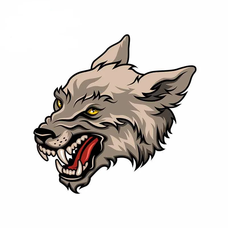 

13cm X 12.9cm For Wolf Head Funny Car Stickers PVC Cartoon Vinyl Decal Sticker Car Truck Pinup Waterproof SUV Decoration
