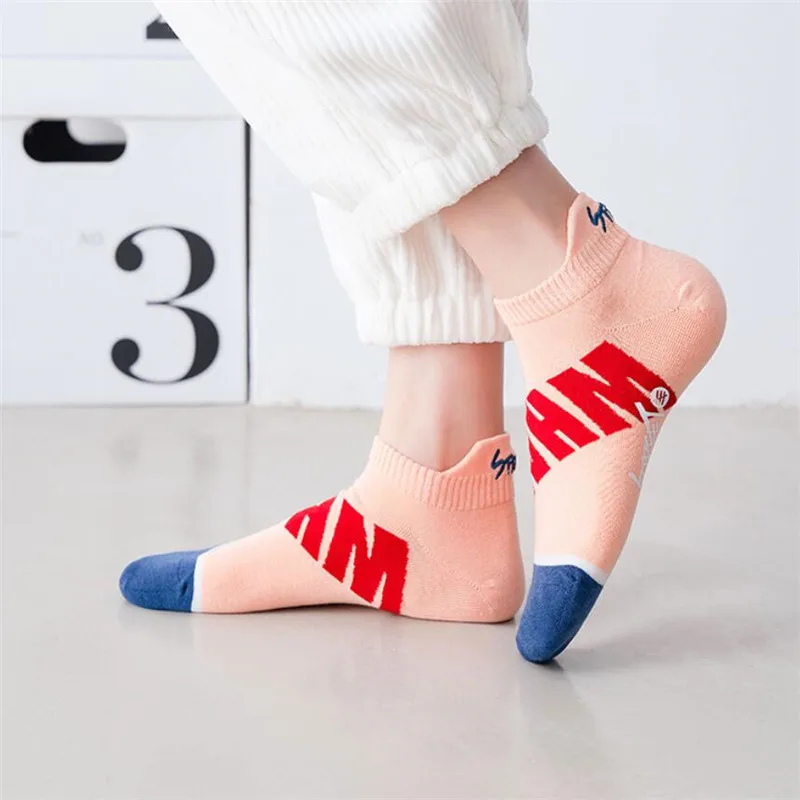 

New arrival street style women ankle socks 5 pairs/pack spring summer letter cotton sock ladies and woman's colorful short socks