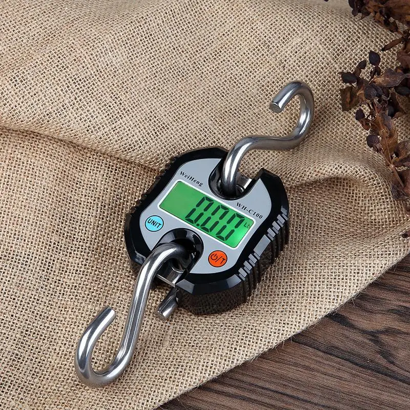 

150kg/50g Portable Digital Scales Heavy Pocket Duty Electronic Hanging Hook Scale Backlight LCD Display Mini Double Hook Scale
