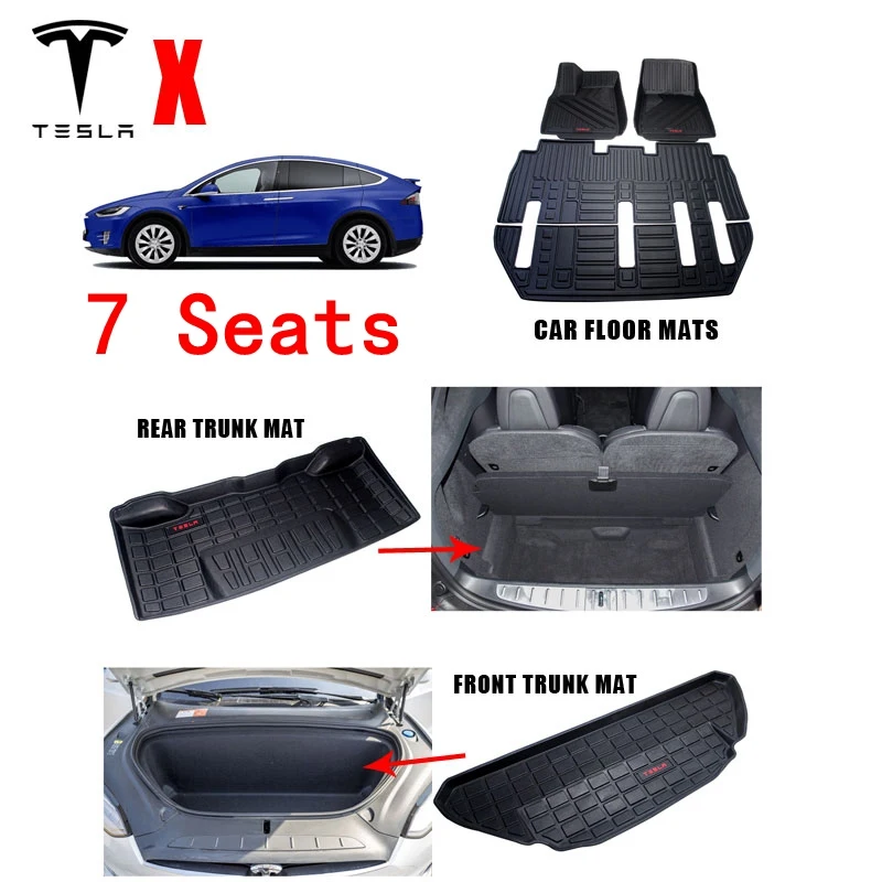 7 Seats X full Audew для Tesla модель X TPO передние и задние черные 6/7 сидений автомобильный напольный коврик подходит для любой погоды напольный ковер покрытие водонепроницаемый прочный - Название цвета: 7 Seats X full
