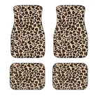 Универсальные подходят для переднихзадних 4 шт., полный комплект, коричневый Леопардовый принт, индивидуальный дизайн, коврики для автомобилей, внедорожников, грузовиков, коврики для VW, Bmw