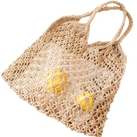 2021 summer portable net women straw handbag bohemian bali beach tote holiday travel hand woven bags hollow out basket for girls