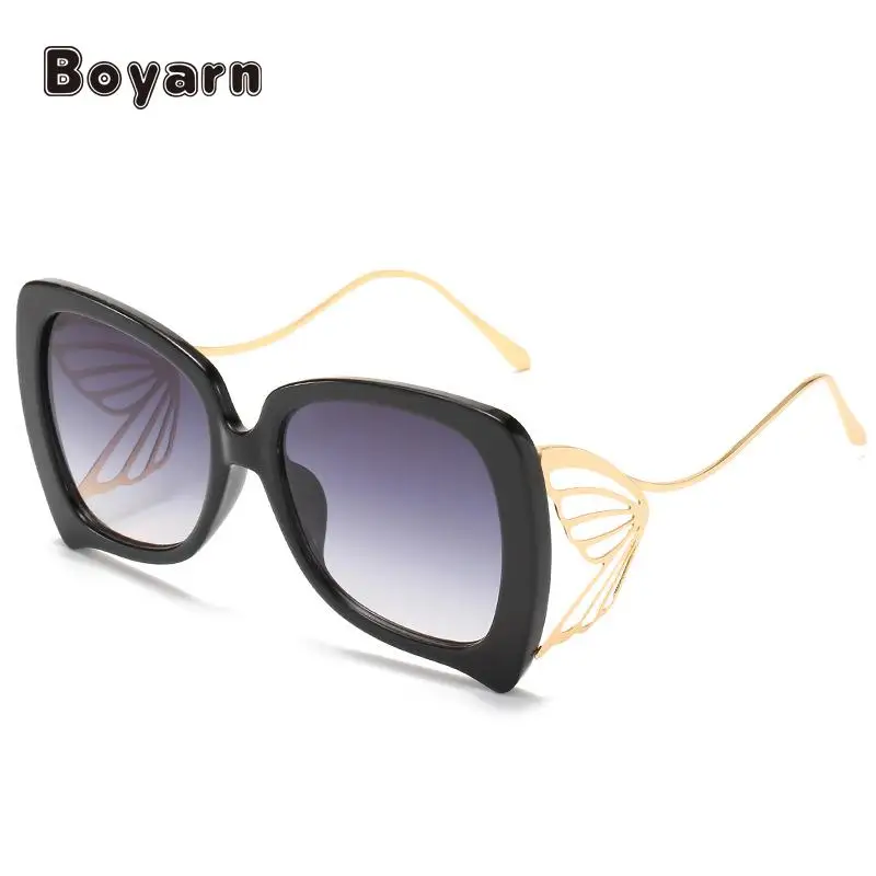 

Солнцезащитные очки Boyarn в стиле хип-хоп, модные квадратные солнцезащитные очки с золотой металлической цепочкой, роскошные брендовые дизай...