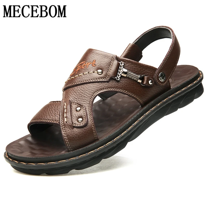 Летние сандалии Мужская повседневная обувь Пляжные шлепанцы с металлическими