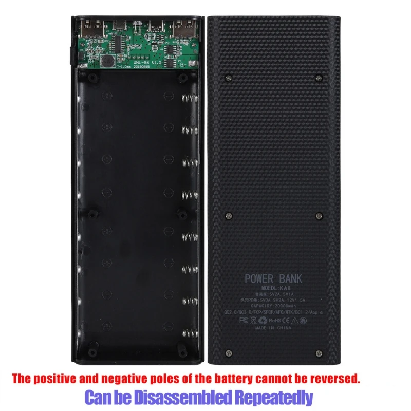 Съемный двойной USB LCD Внешний аккумулятор 8x18650 чехол для аккумулятора портативная