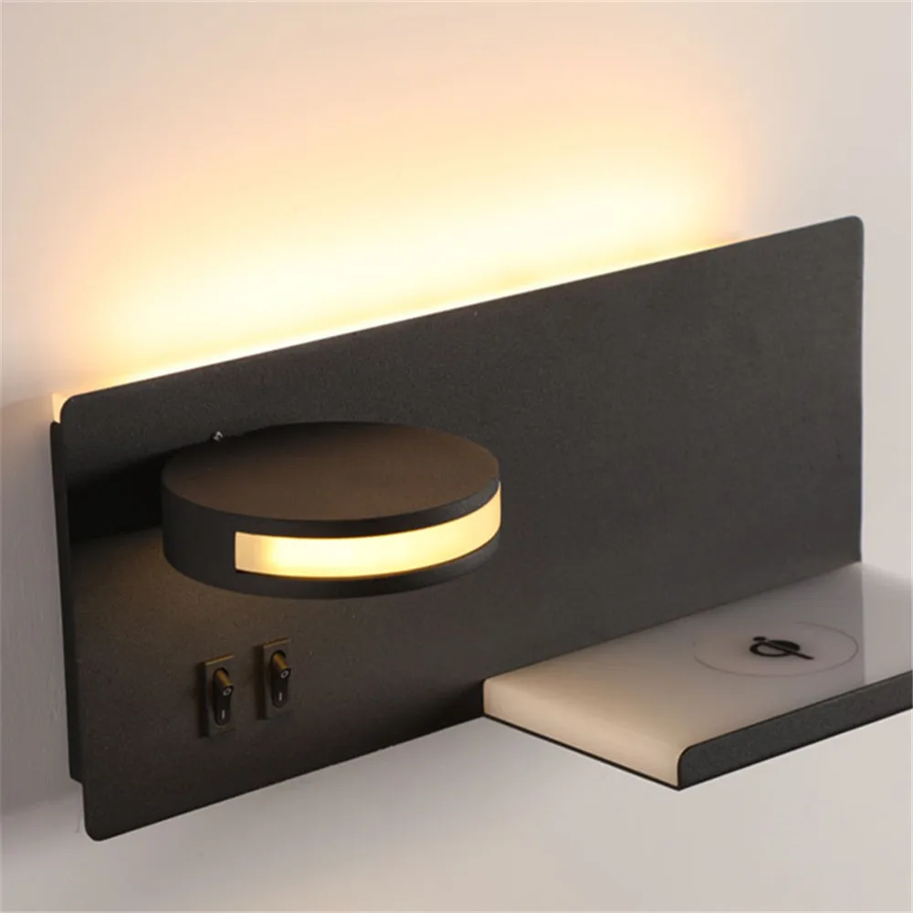 Многофункциональная настенная лампа с беспроводной зарядкой usb для чтения
