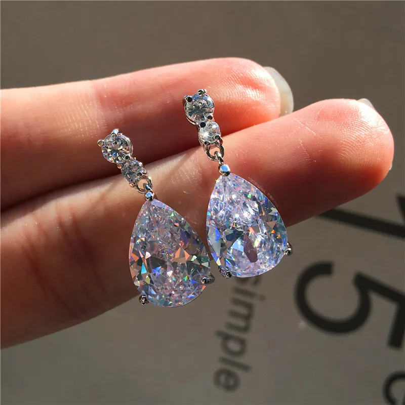 Женские серьги серебряного цвета роскошные длинные Винтажные с кристаллами из