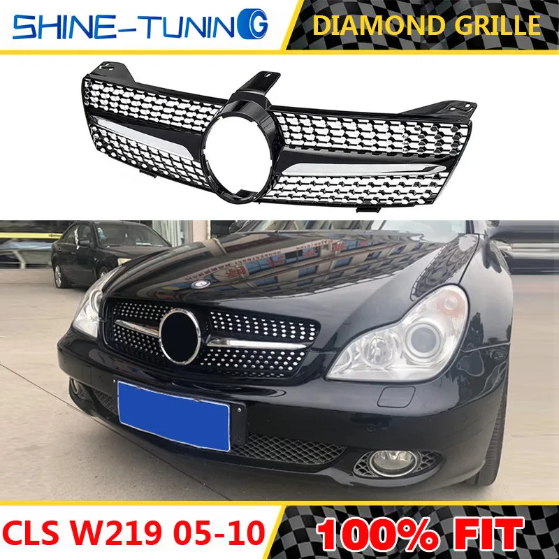 Передняя решетка подходит для нового CLS класса W219 Алмазная решетка 2005-10 W219 гриль CLS300 CLS350 CLS500 без эмблемы