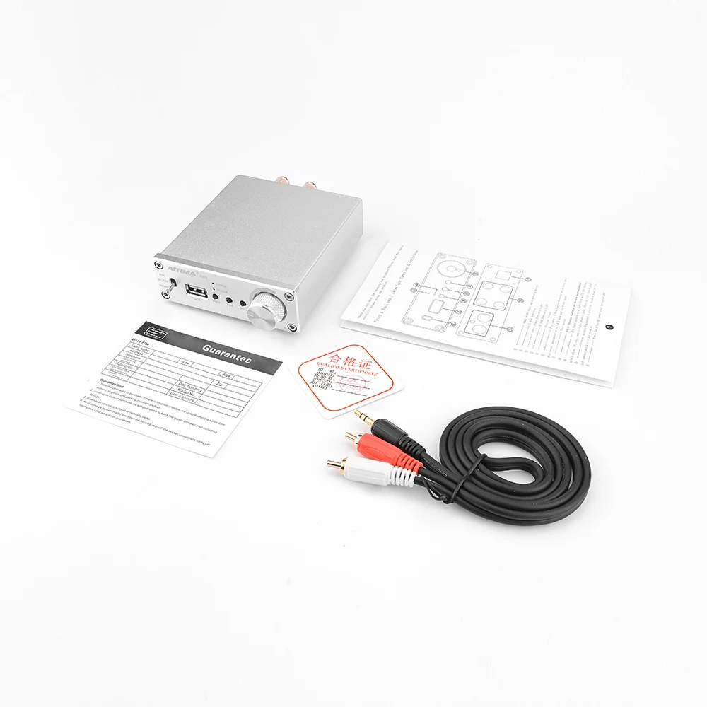 Silver without plug AIYIMA HIFI TPA3116 Bluetooth 5,0 усилитель мощности стерео цифровой слуховой аппарат 50 Вт* 2 AUX домашний кинотеатр Усилители звука Amp - Цвет: Silver without plug