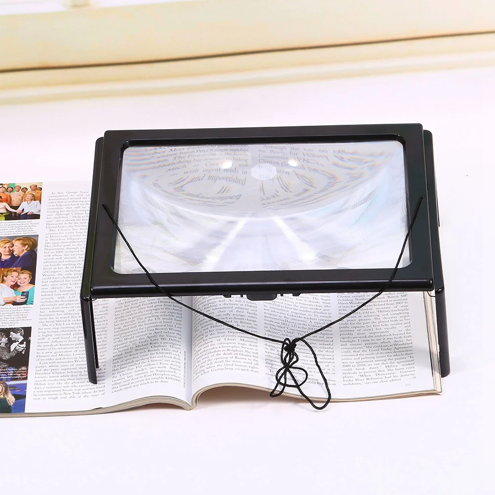 

Large A4 Page Hands Free 3x Magnifying Glass With Light LED Magnifier Reading For Maps Newspapers Sculpture Sewing