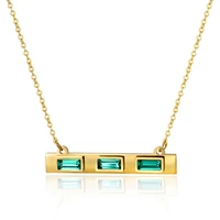 luxury gold color green stone women necklaces stainless steel square cz necklace for women necklace jewelry gift