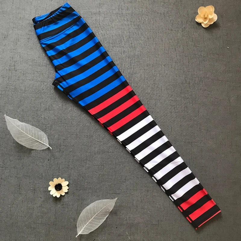 

Elastic Striped Leggings Women Patchwork Colorful Pattern Adults Fitness Workout Gym Sports Quick Dry Bottoms Pants Fashion 2021