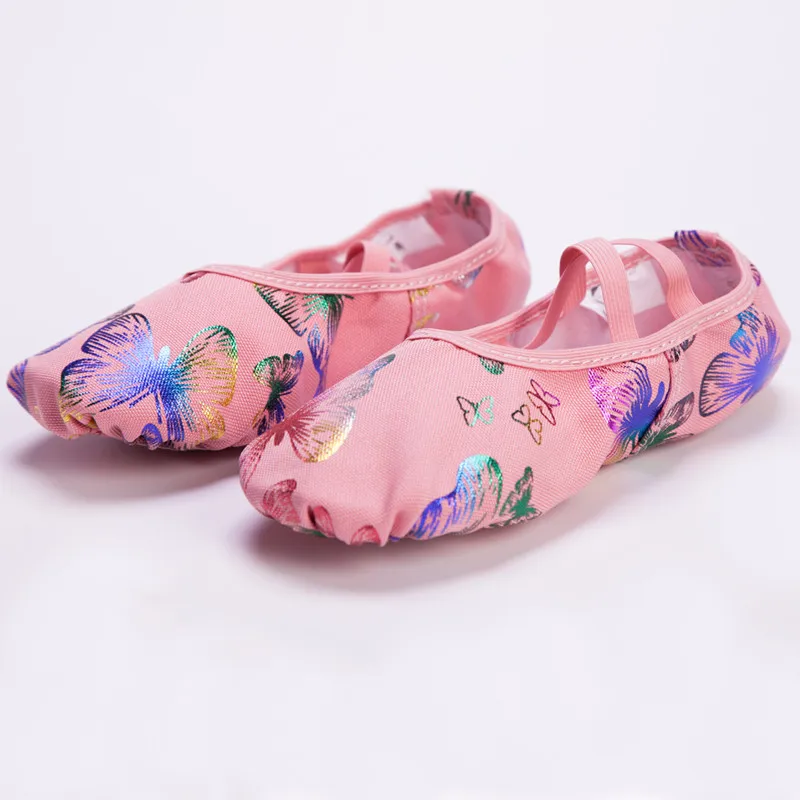 Балетки танцевальные туфли профессиональные с принтом бабочки для детей девочек