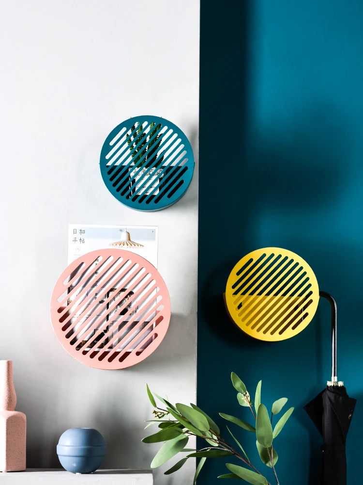 Nordic Morandi Iron Art Round Shelf Wall sticker chrismas Decoration portas Living Room Background Magazine Accepts Bookshelves | Дом и сад